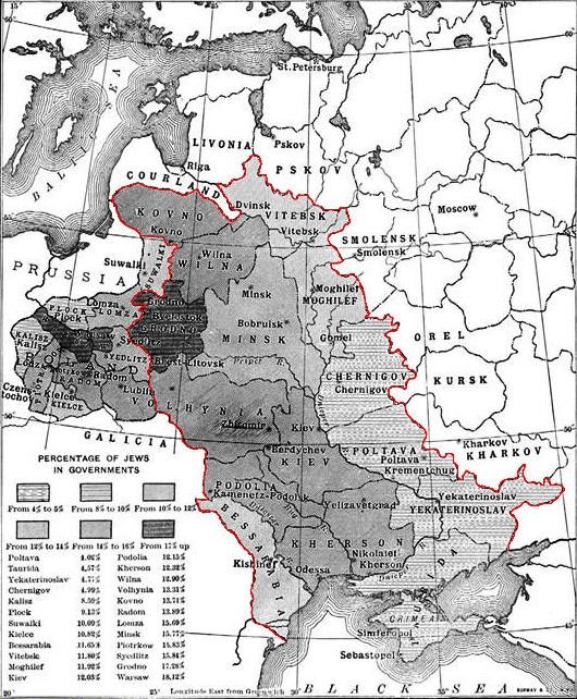 Map Of Jews In The Pale of Settlement [The Jewish Encyclopedia (1905)]